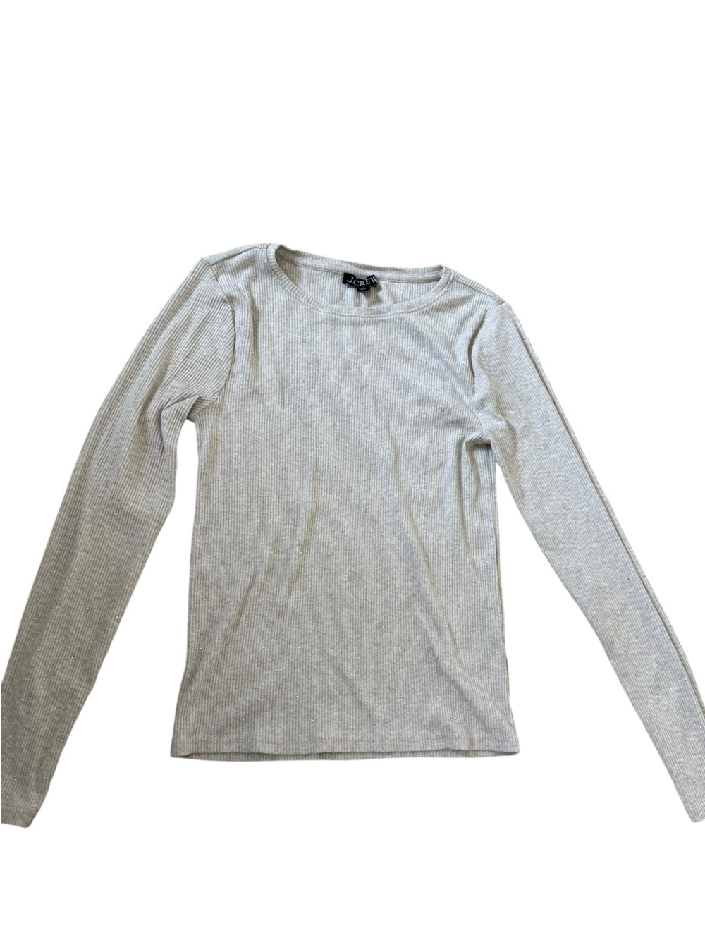 J. Crew Vintage Rib Long-Sleeve T-shirt Sparkle Embellishments Size Medium - Picture 3 of 7